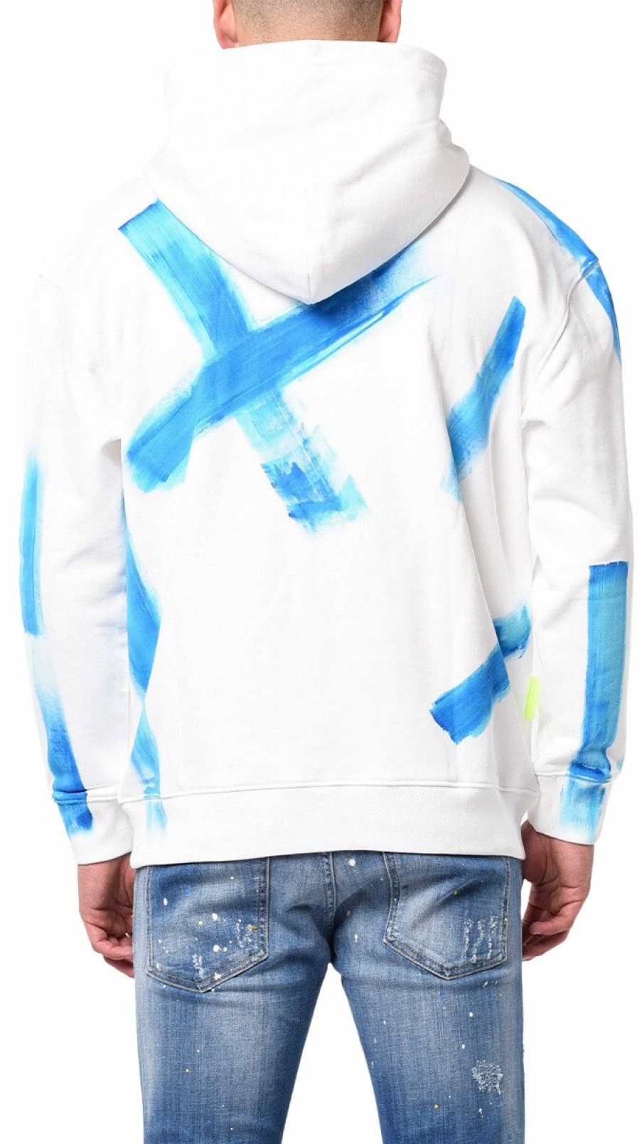 Heren My Brand Hoodies | Mb All Over Graffiti Paint Ocean Blue Hoodie