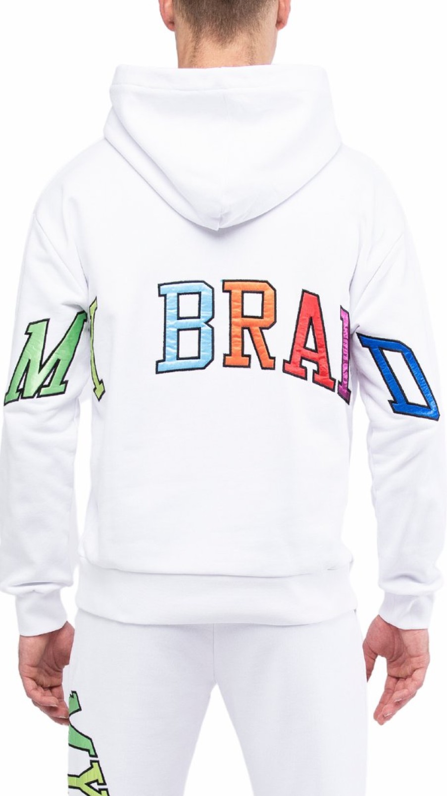 Heren My Brand Hoodies | My Brand Rainbow College Hoodie White