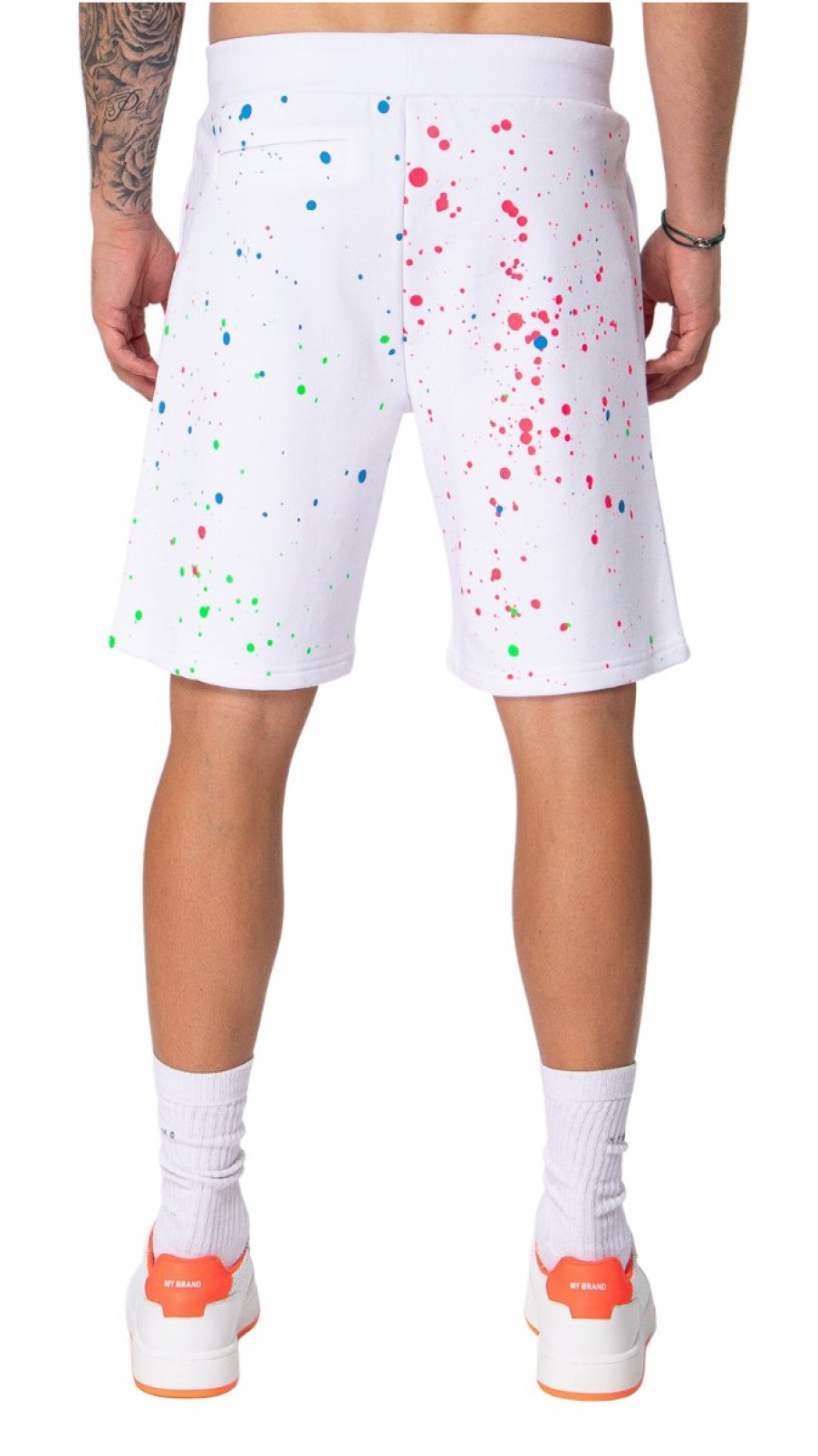 Heren My Brand Korte Broek | Neon Paint Splash Mb Short White