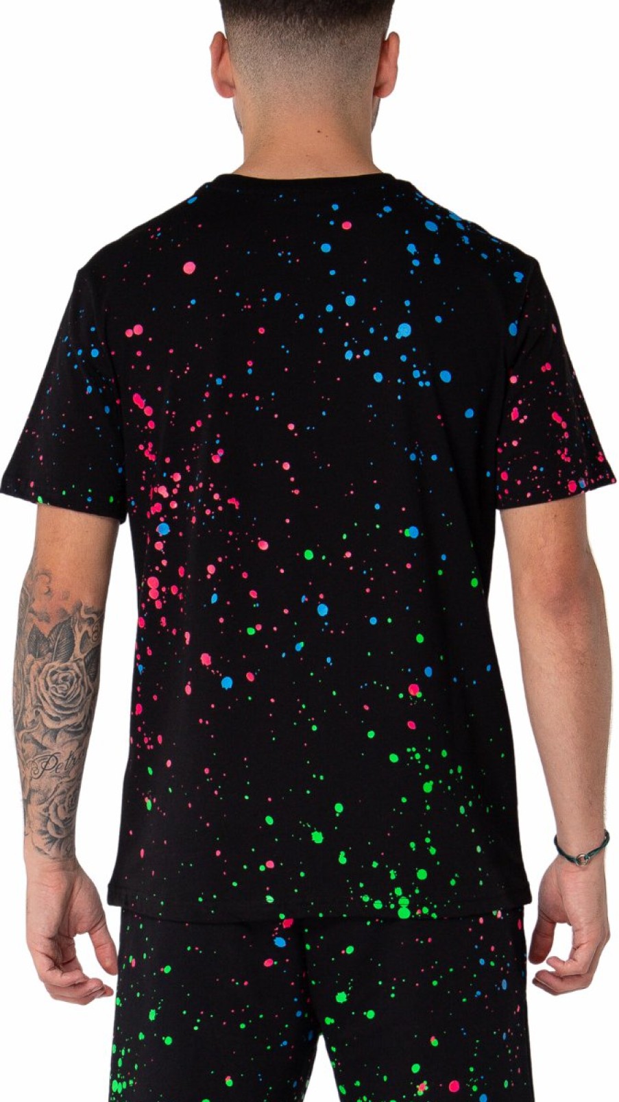 Heren My Brand T-Shirts | Neon Paint Splash Mb Tshirt Black