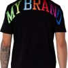 Heren My Brand T-Shirts | My Brand Rainbow College T-Shirt Black