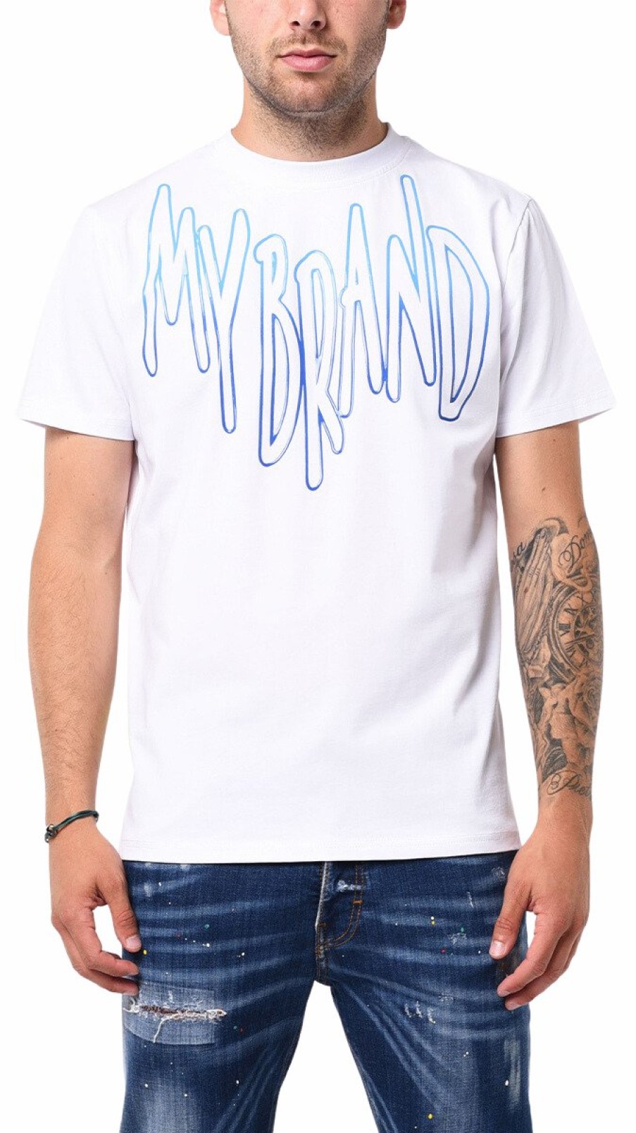 Heren My Brand T-Shirts | Mb Logo Ocean Blue Gradient Tshirt