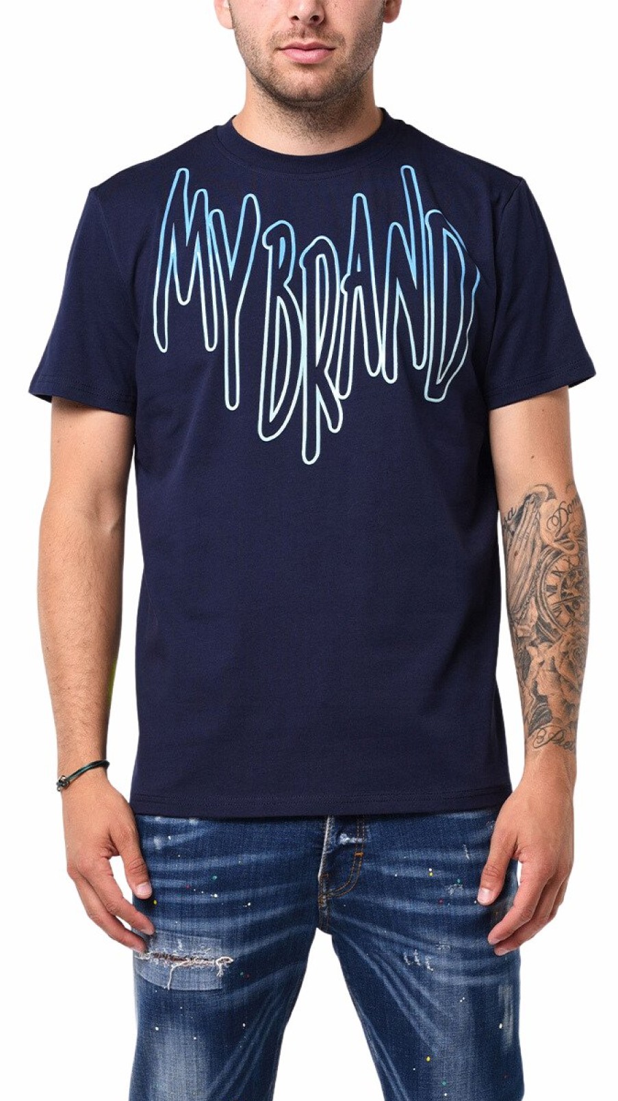 Heren My Brand T-Shirts | Mb Logo Sky Blue Gradient Tshirt