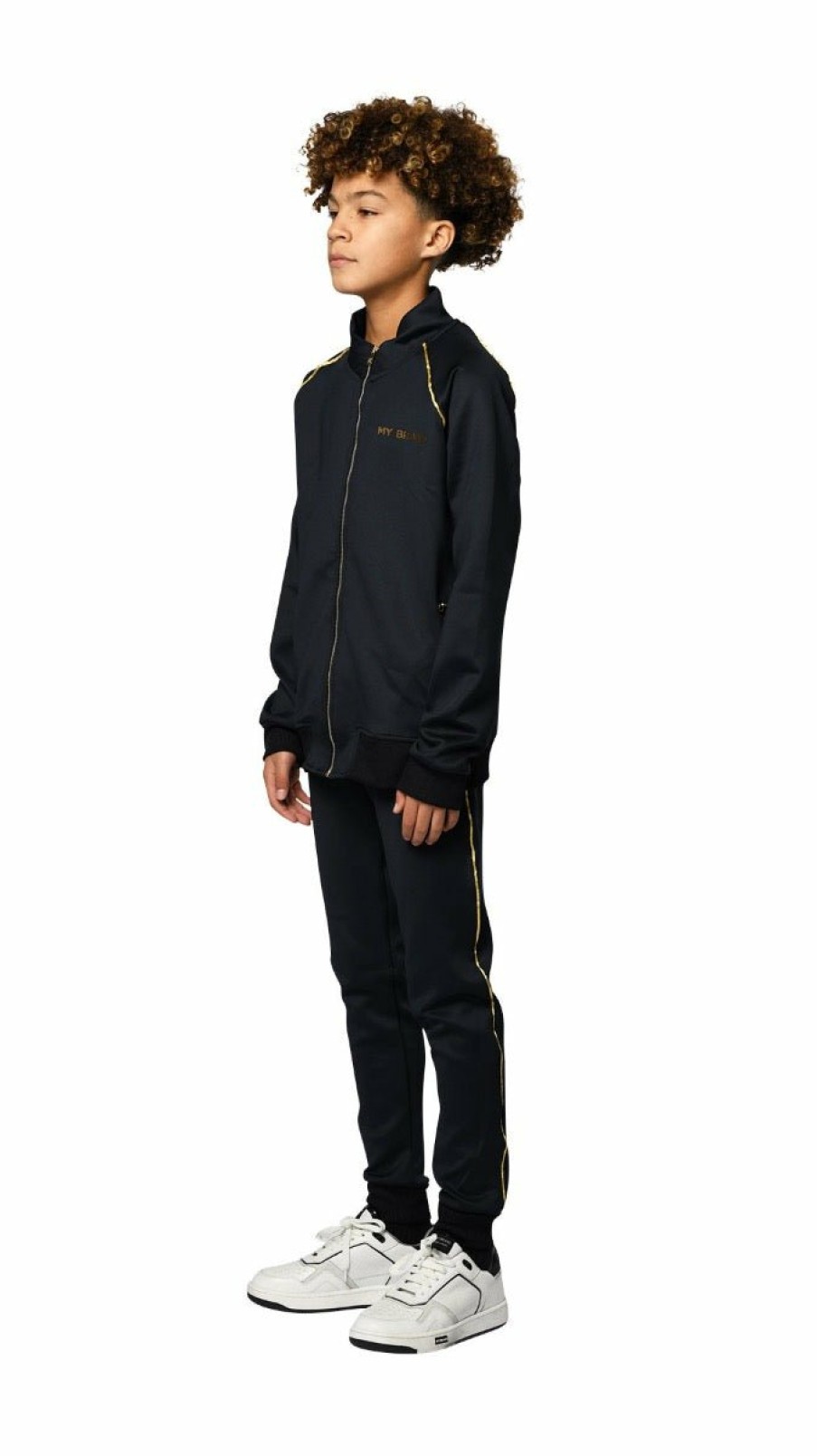 Junior My Brand Trainingspakken | Gold Piping Tracksuit Boys