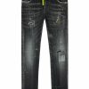 Junior My Brand Jeans | Black Distressed Neon Yellow Jeans