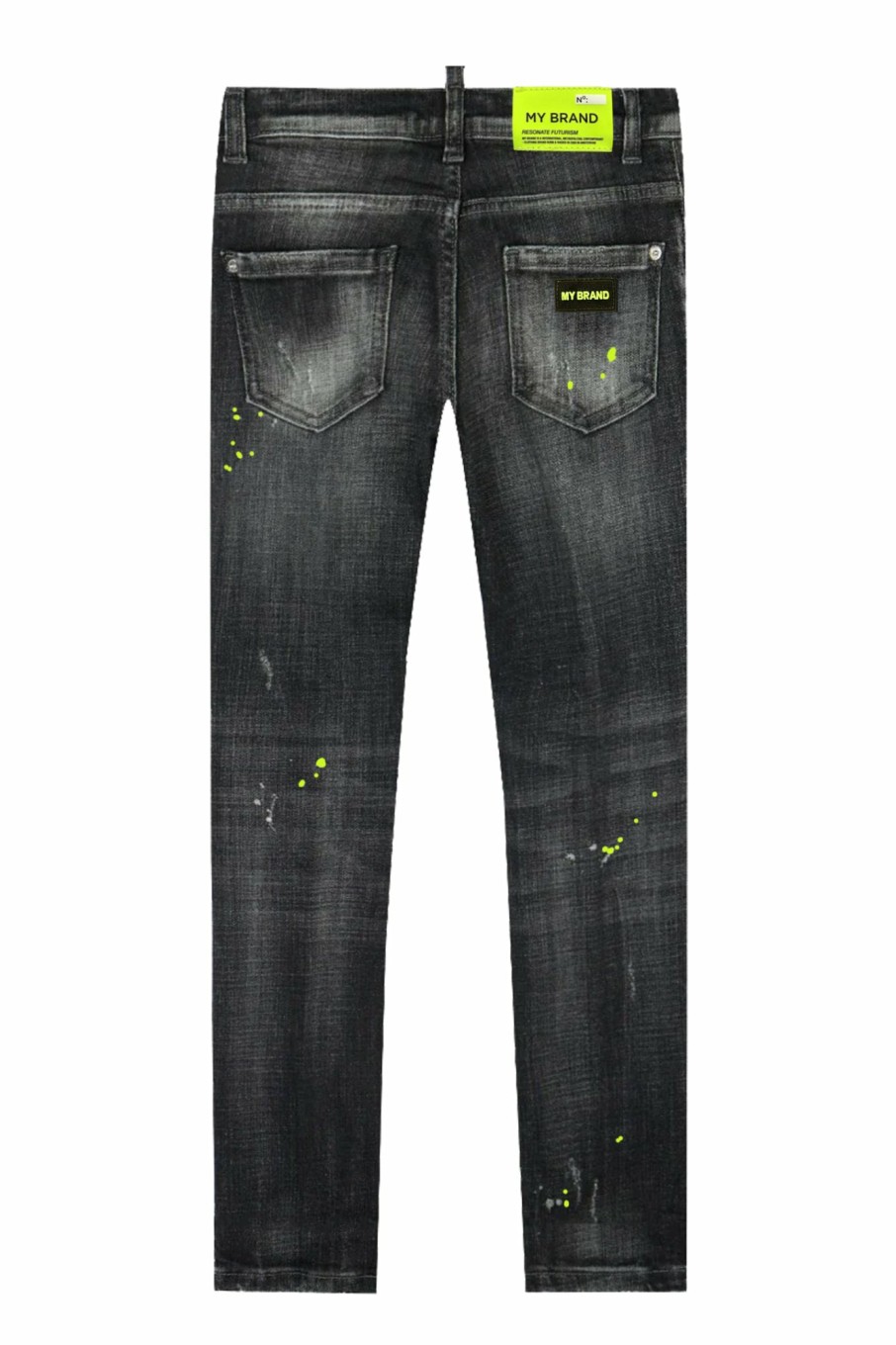 Junior My Brand Jeans | Black Distressed Neon Yellow Jeans