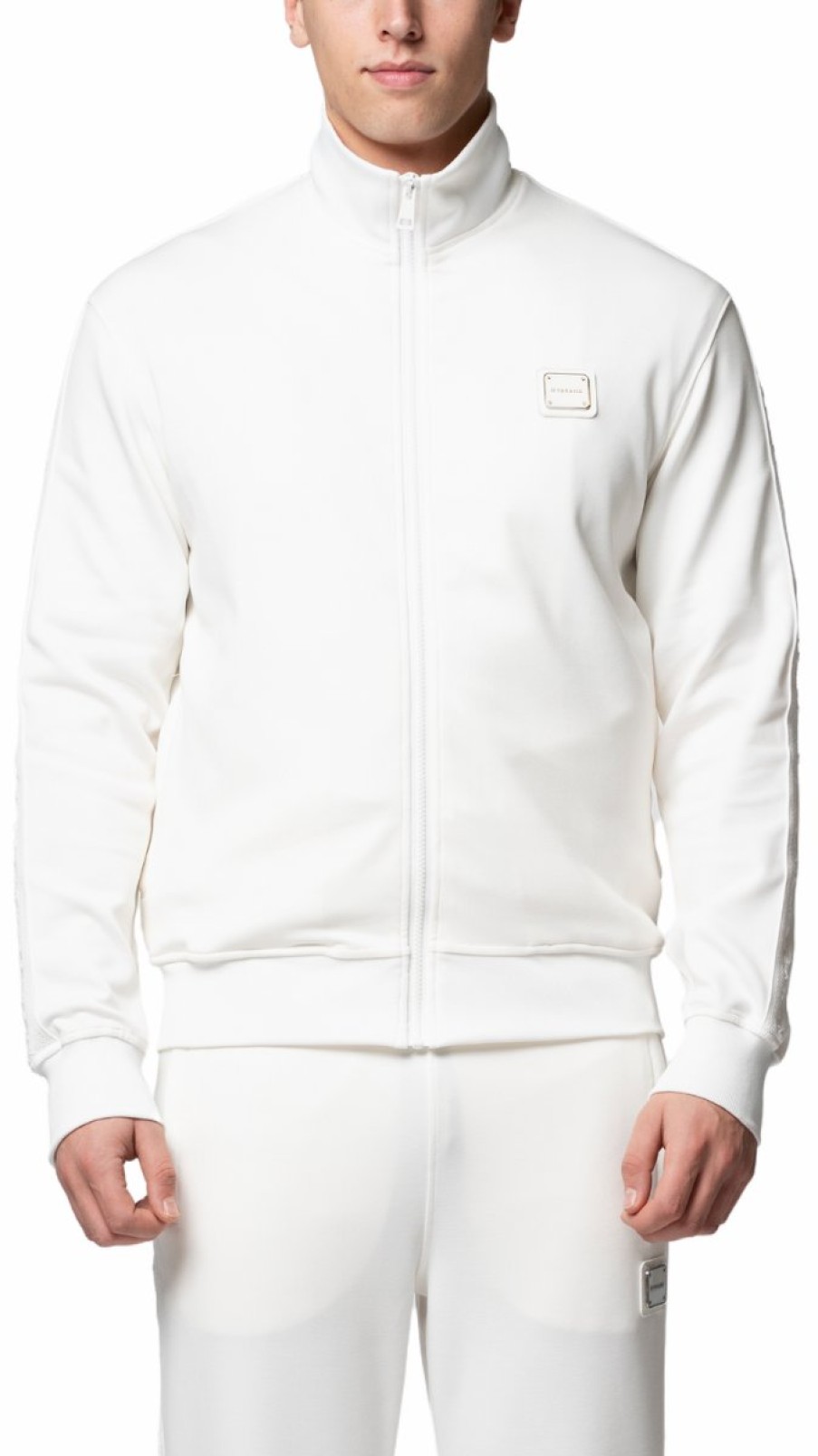 Heren My Brand Trainingspakken | Mb Essential Pique White Trackjacket