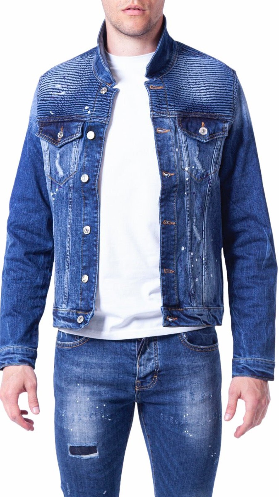 Heren My Brand Jassen | Ribbed Biker Jacket Blue