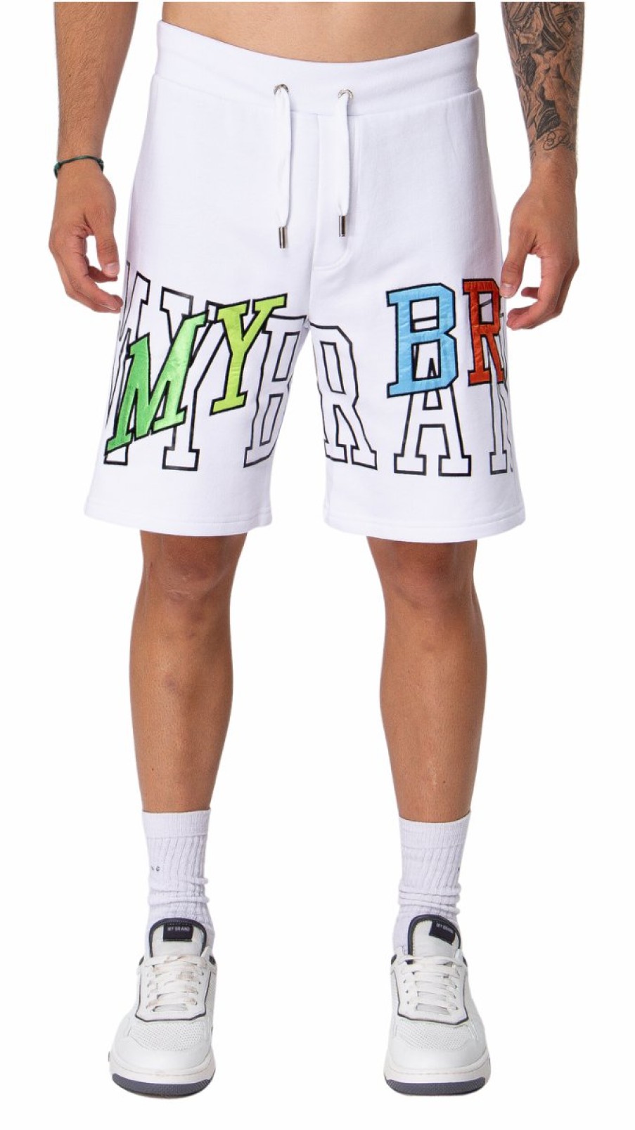 Heren My Brand Korte Broek | My Brand Rainbow College Mb09 Shorts White