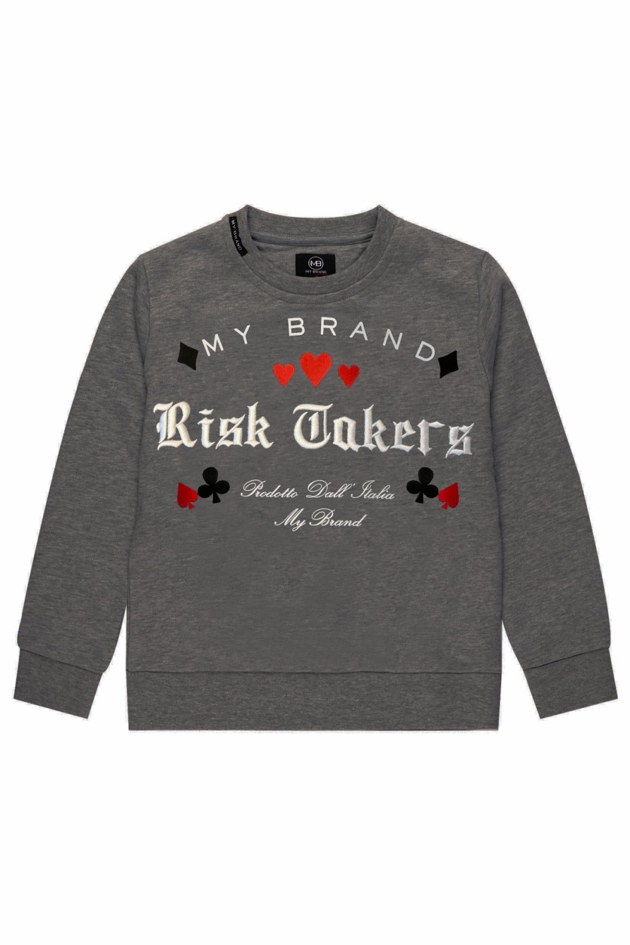 Junior My Brand Truien | Takers Risk Cards Sweater Grey