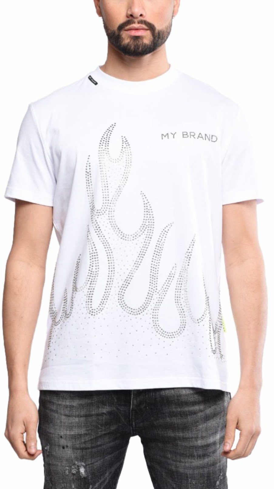 Heren My Brand T-Shirts | White T Shirt With Flames