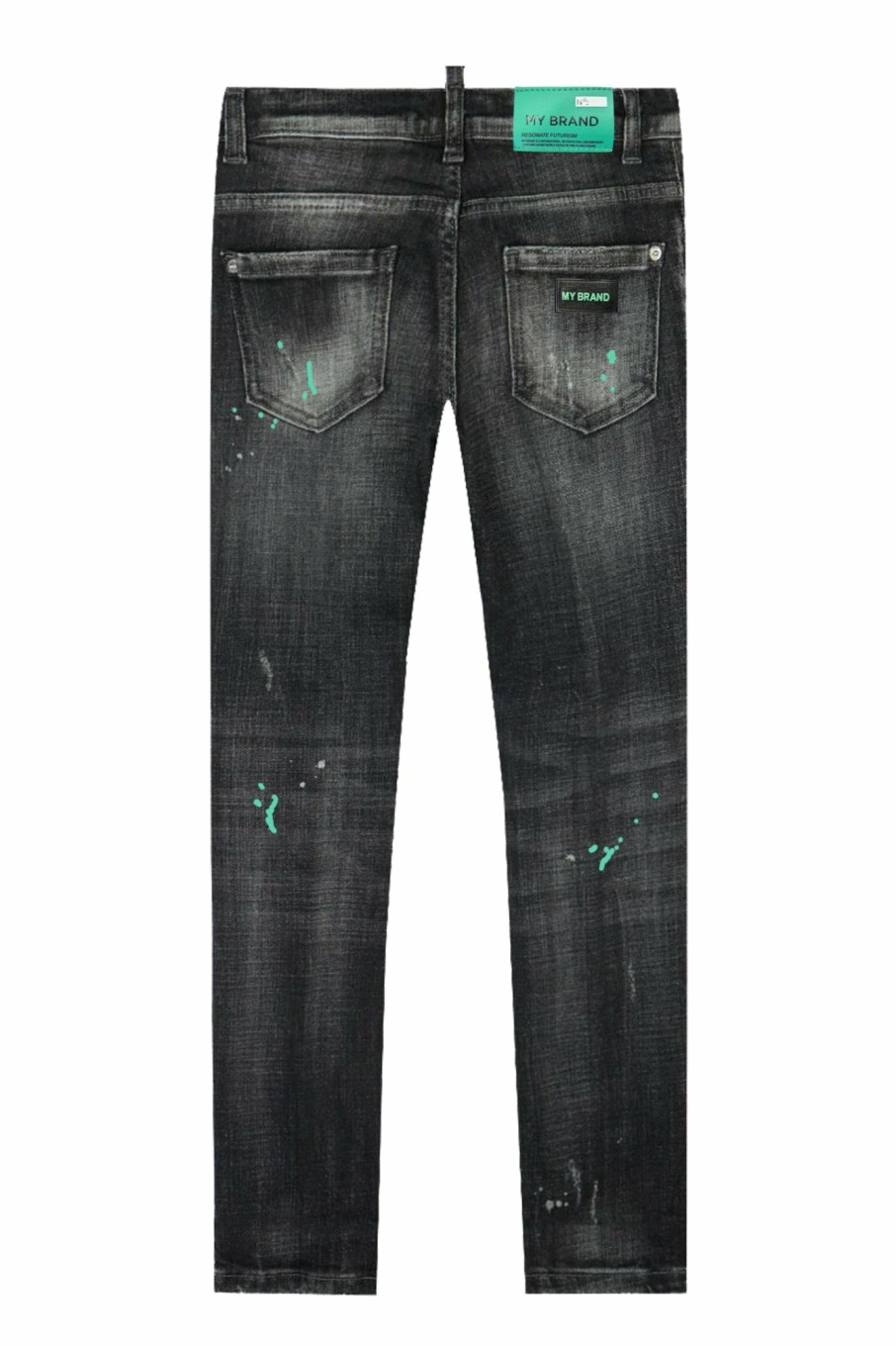 Junior My Brand Jeans | Black Distressed Neon Green Jeans