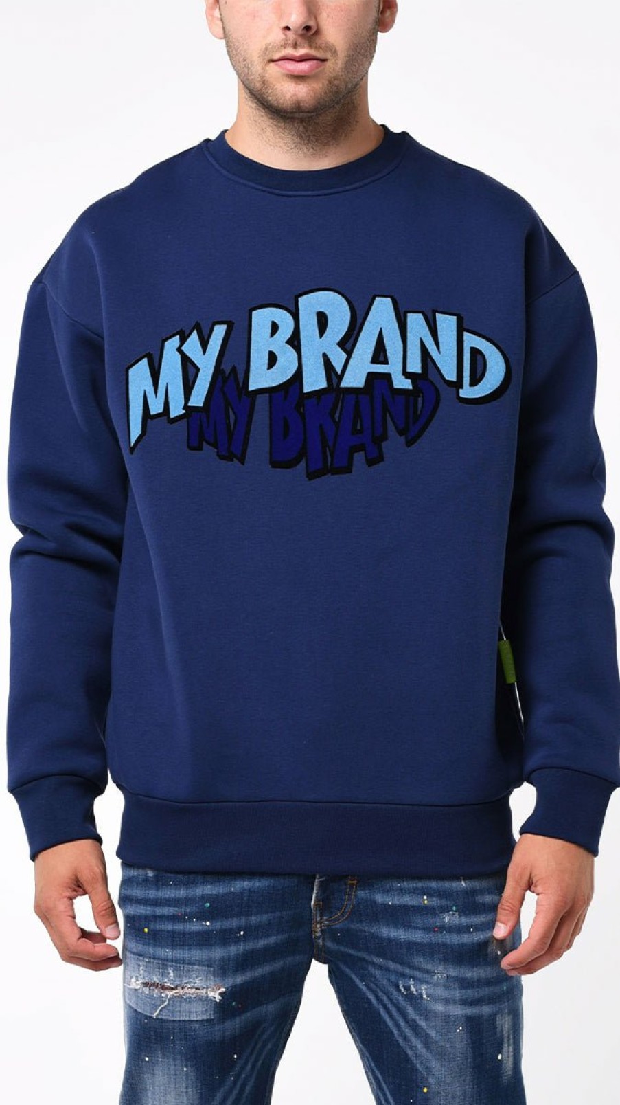 Heren My Brand Truien | Mb Double Branded Flock Graffiti Sweater