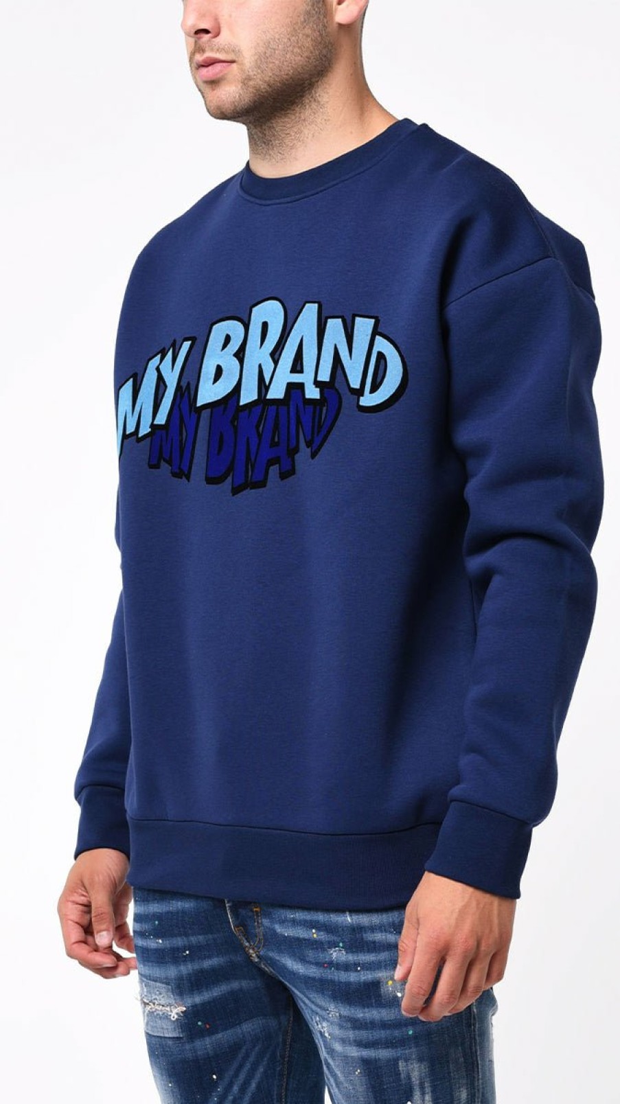 Heren My Brand Truien | Mb Double Branded Flock Graffiti Sweater