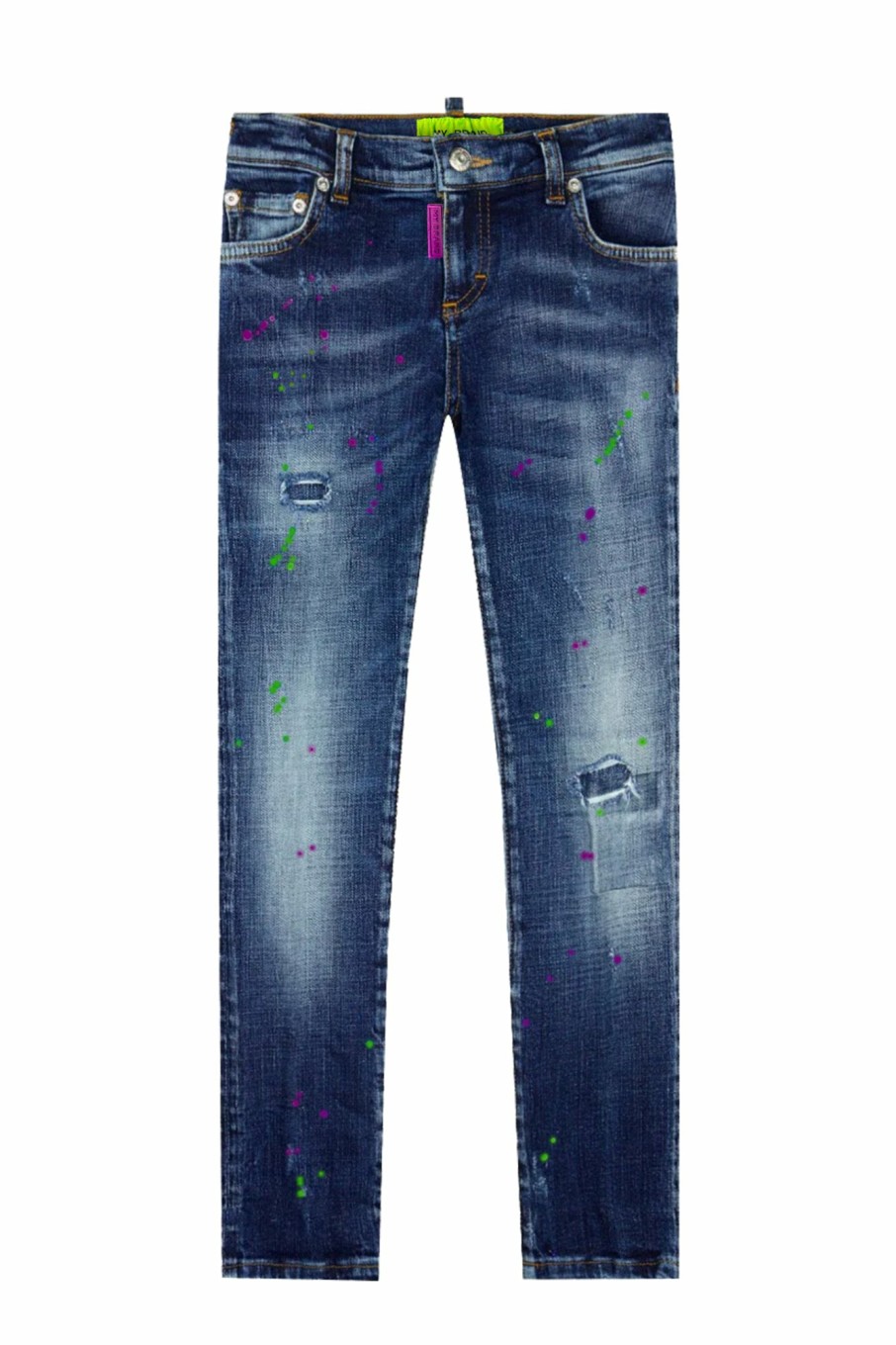 Junior My Brand Jeans | Blue Distressed Green Sp