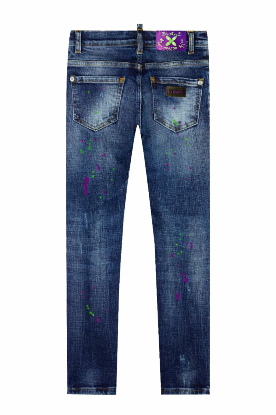 Junior My Brand Jeans | Blue Distressed Green Sp