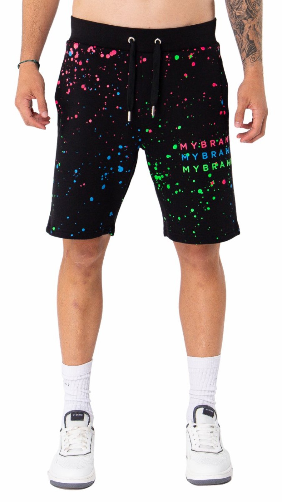 Heren My Brand Korte Broek | Neon Paint Splash Mb Shorts Black