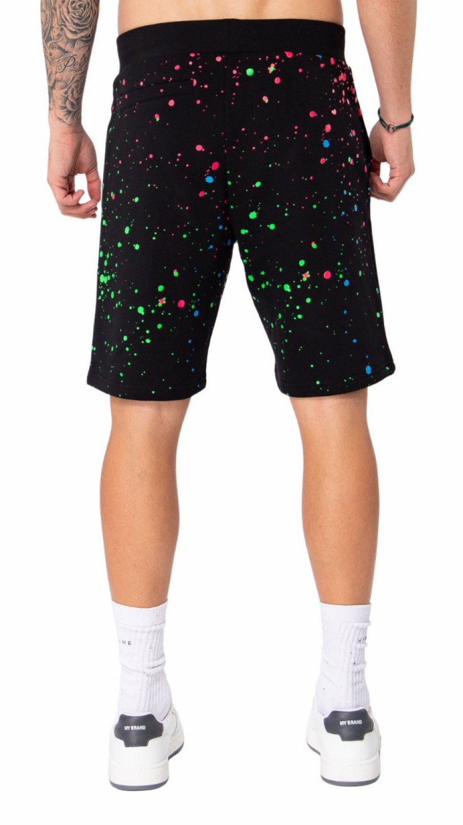 Heren My Brand Korte Broek | Neon Paint Splash Mb Shorts Black