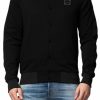 Heren My Brand Jassen | Mb Essential Pique Black Baseball Jacket