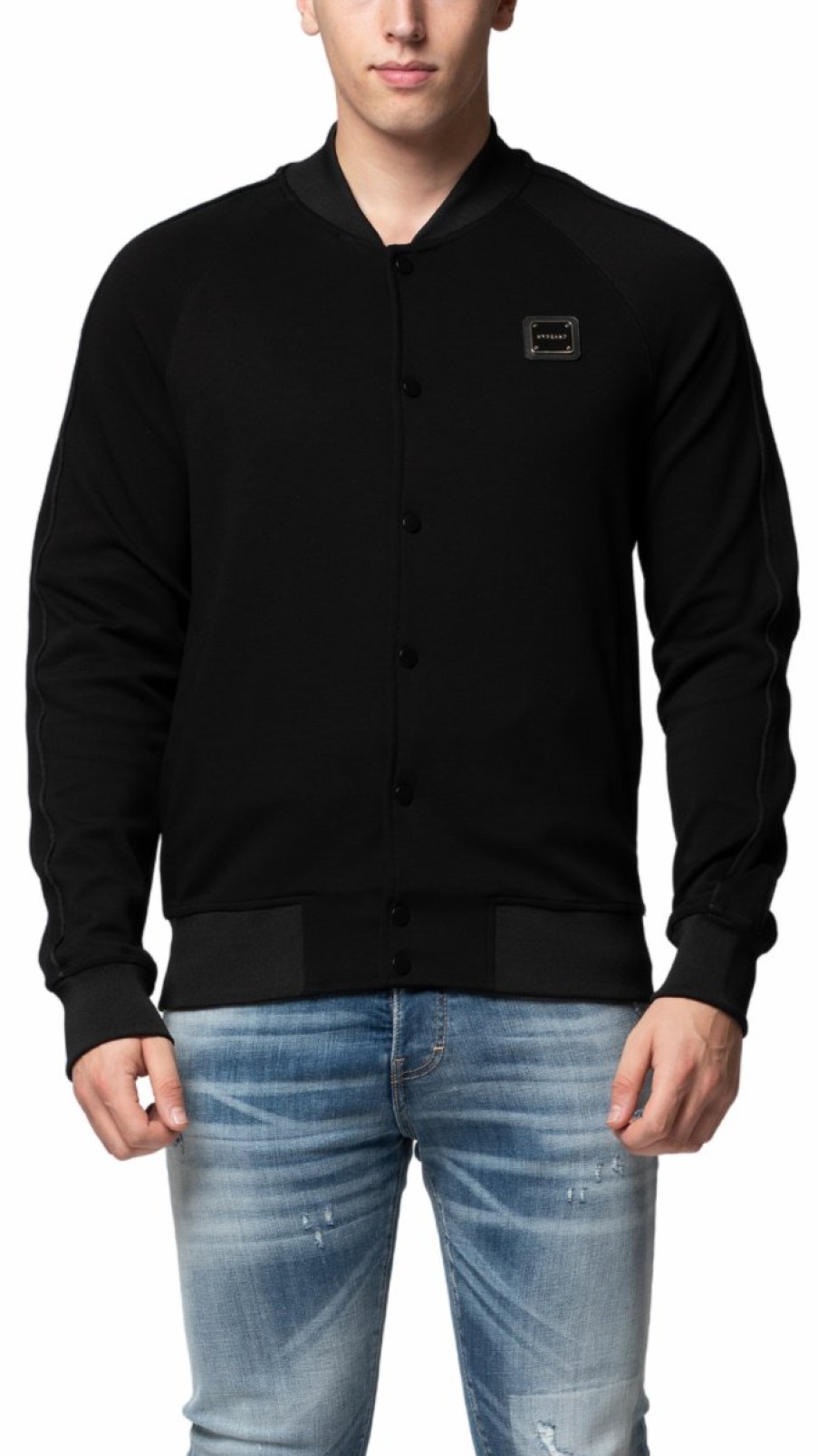 Heren My Brand Jassen | Mb Essential Pique Black Baseball Jacket