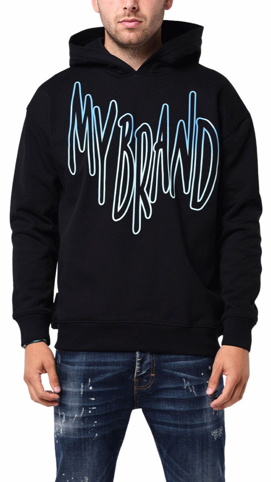 Heren My Brand Hoodies | Mb Logo Sky Blue Gradient Hoodie