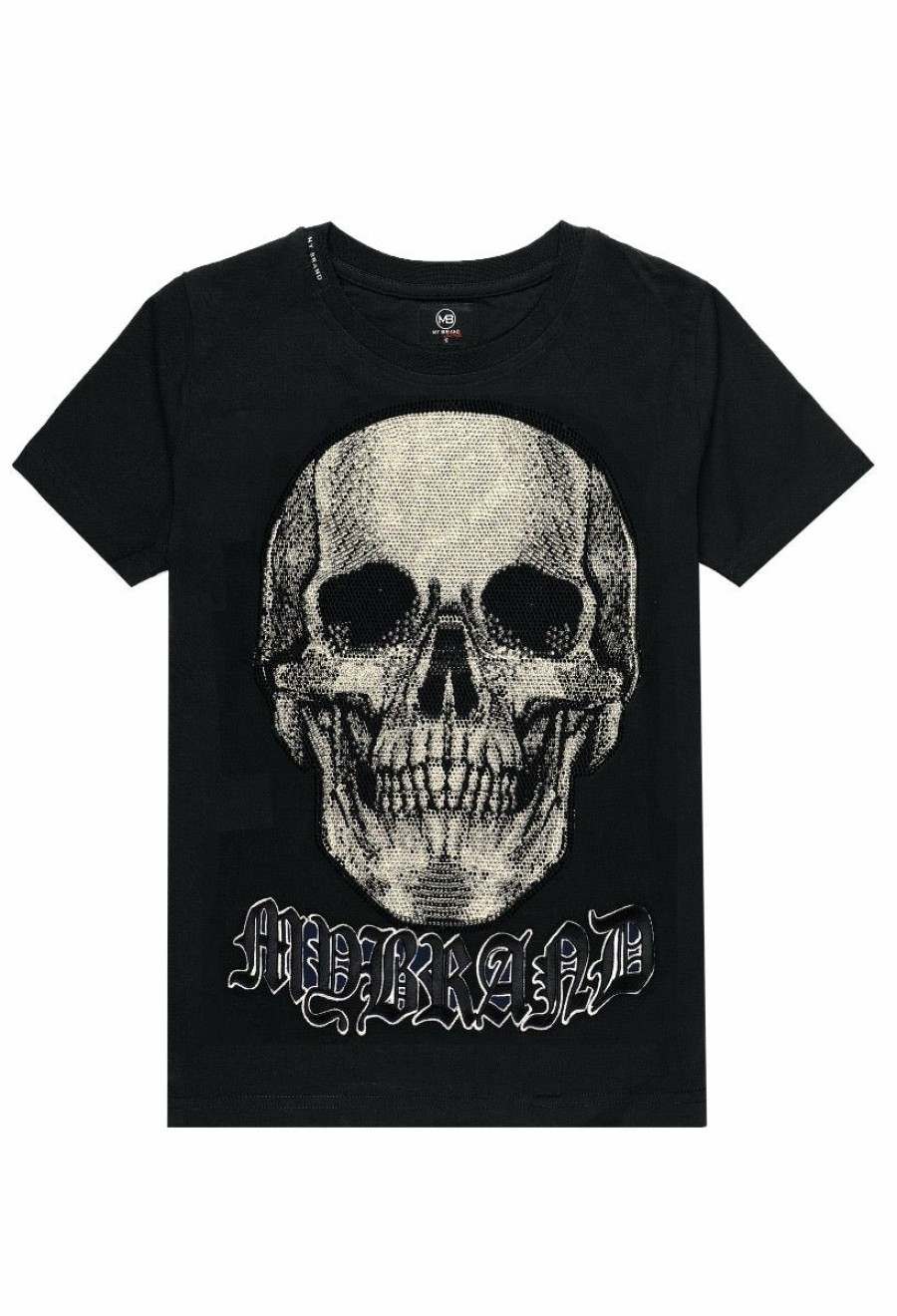 Junior My Brand T-Shirts | White Skull T-Shirt Black