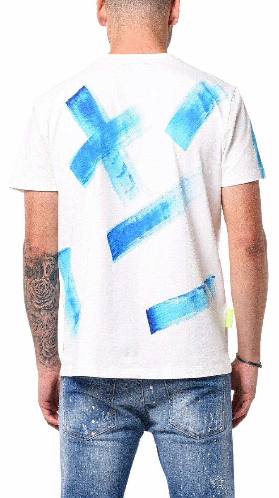 Heren My Brand T-Shirts | Mb All Over Graffiti Paint Ocean Blue Tshirt