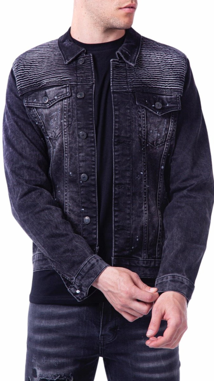 Heren My Brand Jassen | Ribbed Biker Jacket Black