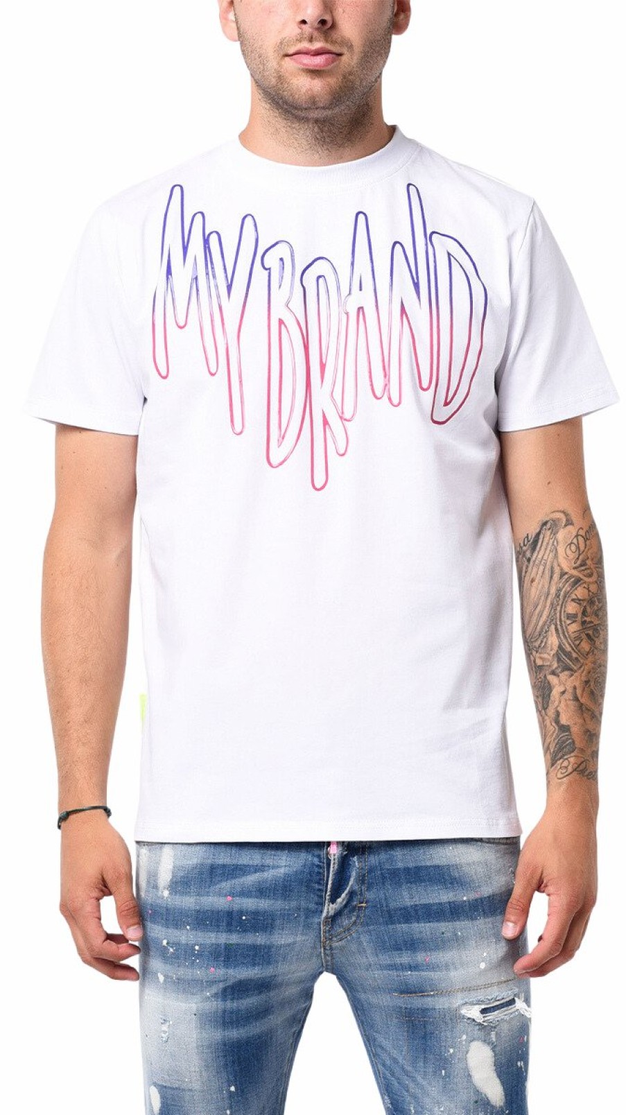 Heren My Brand T-Shirts | Mb Logo Sky Magenta Gradient Tshirt