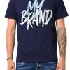 Heren My Brand T-Shirts | Mb Logo Paint Stroke Sky Blue Gradient Tshirt