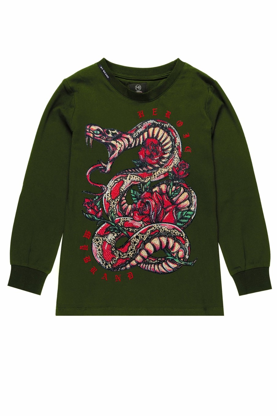 Junior My Brand T-Shirts | Snake Roses Longsleeve Army