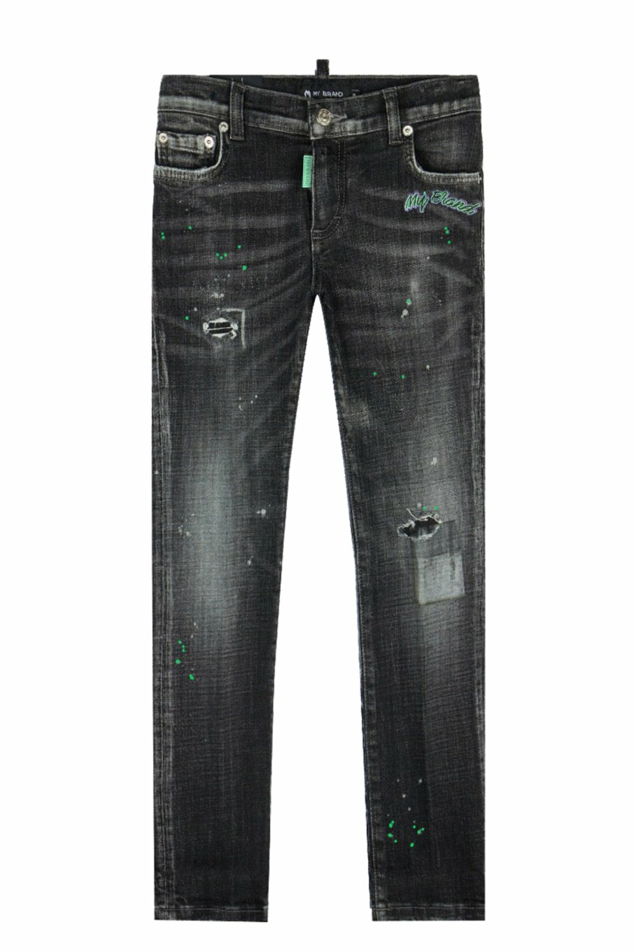 Junior My Brand Jeans | Black Distressed Green My Jeans