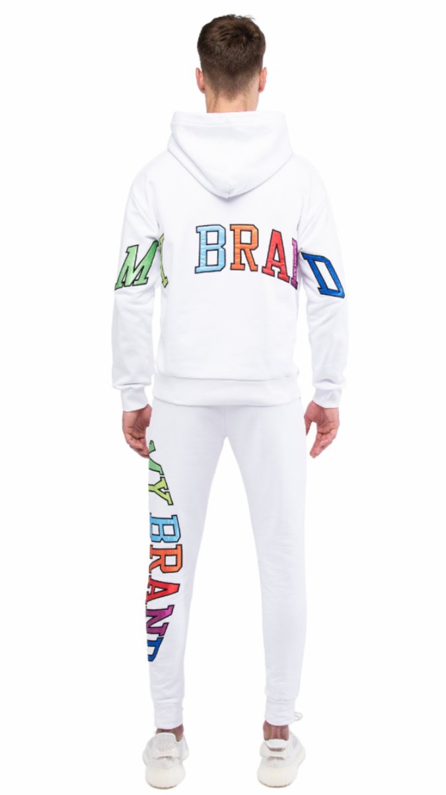 Heren My Brand Joggingpakken | My Brand Rainbow College Joggingsuit White