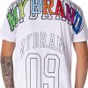 Heren My Brand T-Shirts | My Brand Rainbow College Mb09 T-Shirt White