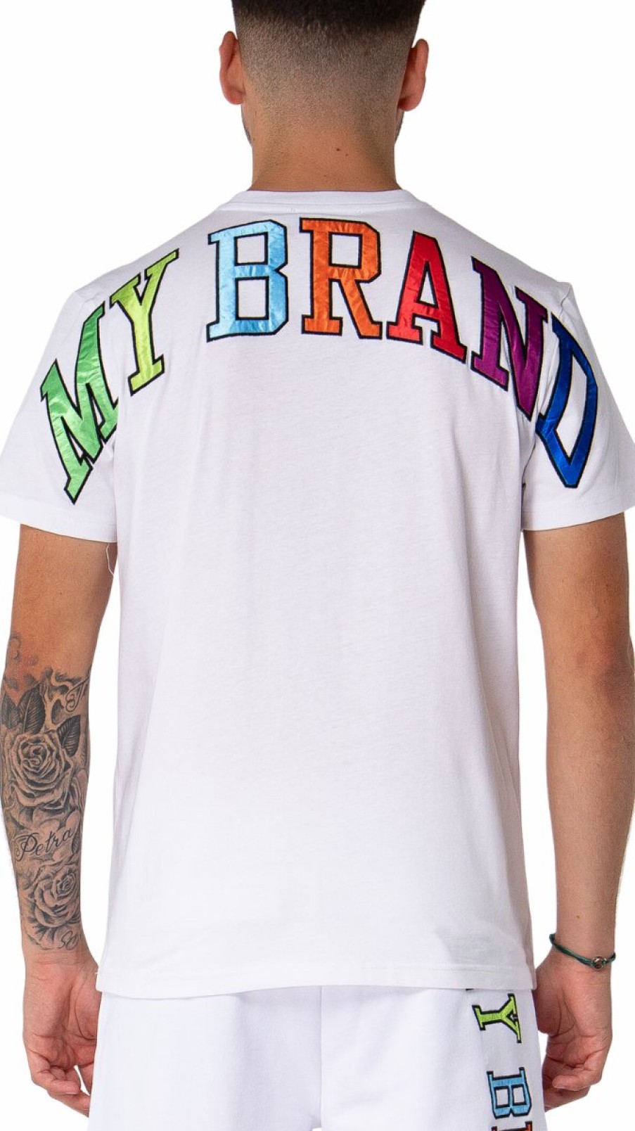 Heren My Brand T-Shirts | My Brand Rainbow College T-Shirt White